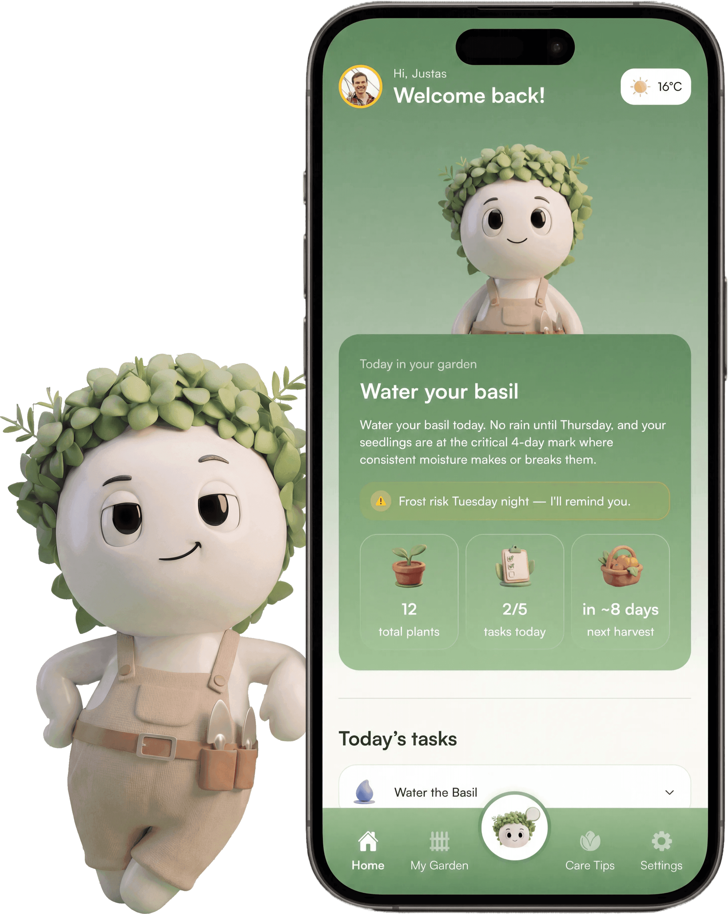 Growli app on iPhone showing the daily morning briefing